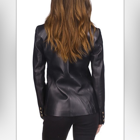 Micheal Michael Kors Leather Double breasted Black Blazer New W/out tags - Picture 3 of 8